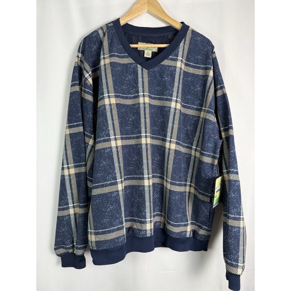 Other - Boca‎ Classic Mens Pullover Golf Jacket XL XLarge Plaid Blue Beige NWT